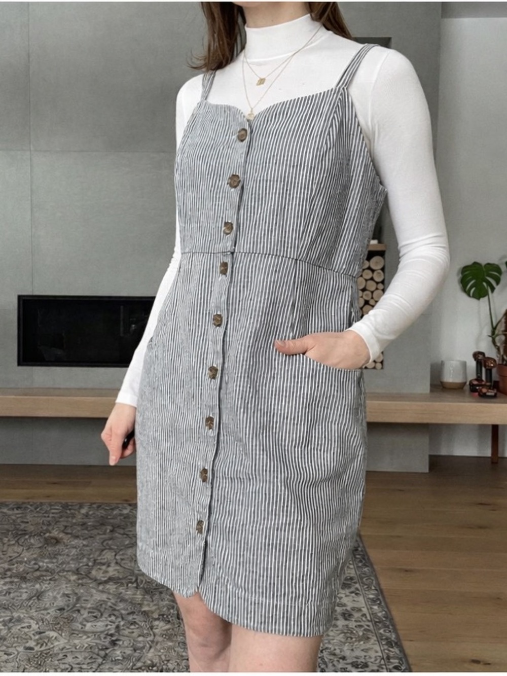 Button down sweetheart neckline dress m-l